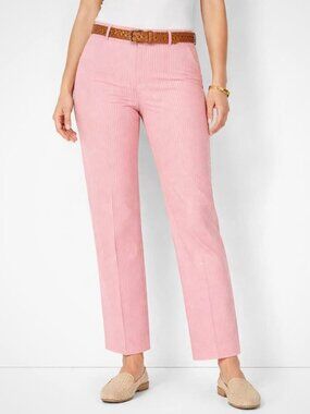 Talbots Perfect Crop Red Seersucker Vertical Stripe Summer Coastal Pant [size 2]